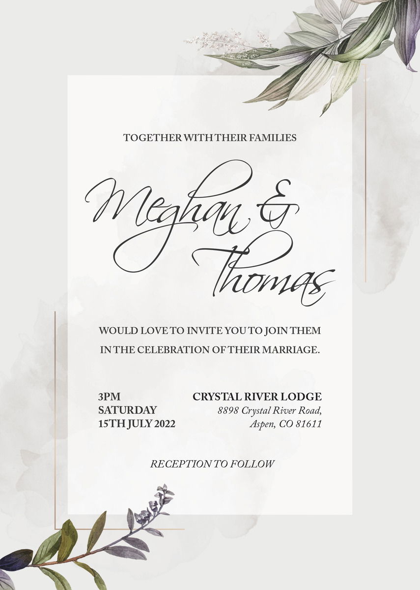 An example of an online wedding invitation with a button to RSVP on their wedding website