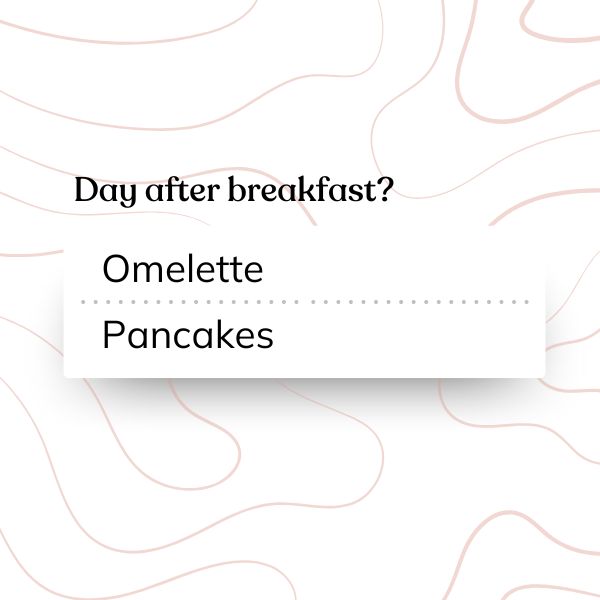 Graphic showcasing a private question about a menu choice for guests on a Say I do wedding website