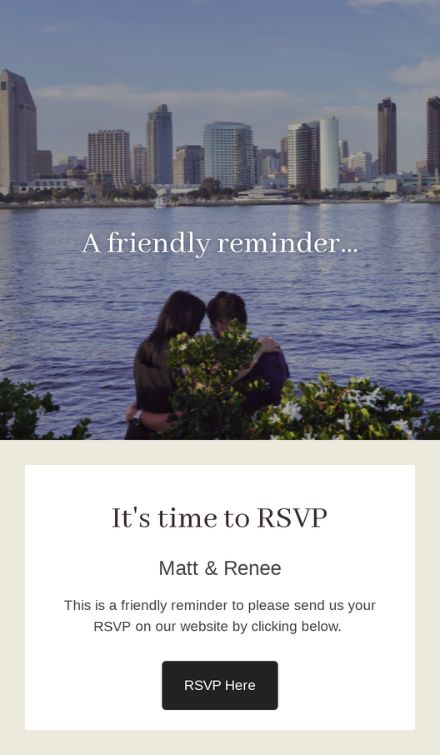 An example of an RSVP reminder announcementsent through Say I do