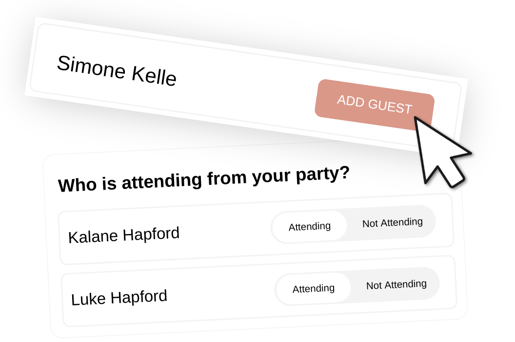 Add guests and accept or reject RSVP responses on behalf of party members.