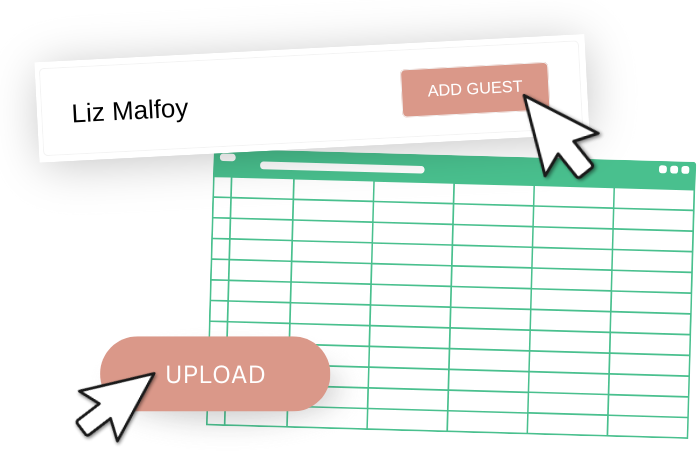 Template with UI to add and upload your guest list.